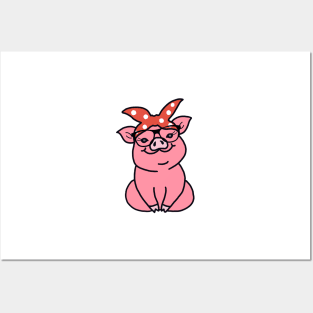 Pig with Glasses Posters and Art